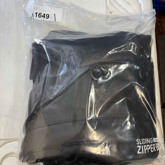 VTG 90s Minimalist Retro Black Leather Jacket L 3 Button LNR - Picture 6 of 7